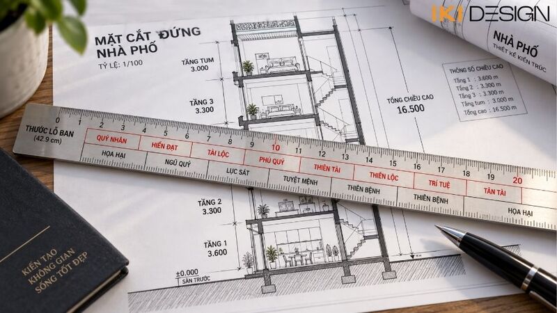 Thước Lỗ Ban đo chiều cao tầng nhà phố hợp phong thủy Thước Lỗ Ban đo chiều cao tầng nhà phố hợp phong thủy