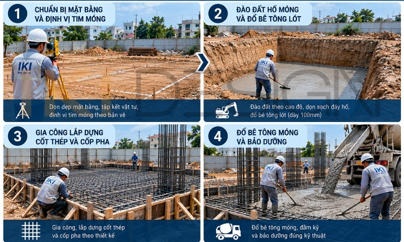 Quy trình thi công móng bè đúng tiêu chuẩn tại IKI Design