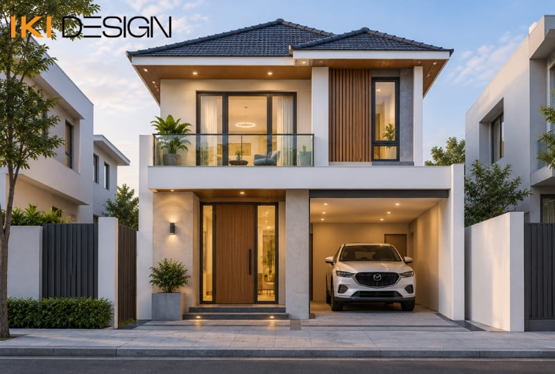 Thiết kế nhà 2 tầng mái nhật có gara ô tô hiện đại Thiết kế nhà 2 tầng mái nhật có gara ô tô hiện đại