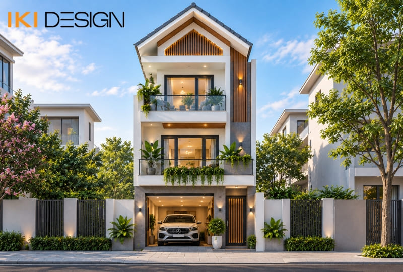 Thiết kế mẫu nhà 3 tầng mái thái có gara ô tô hiện đại Thiết kế mẫu nhà 3 tầng mái thái có gara ô tô hiện đại