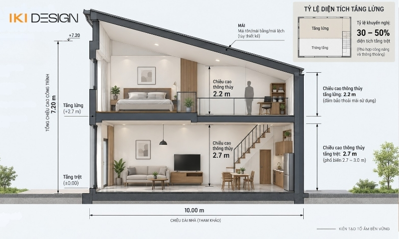 Sơ đồ nguyên tắc thiết kế tầng lửng chuẩn Sơ đồ nguyên tắc thiết kế tầng lửng chuẩn – thiết kế nhà phố có tầng lửng