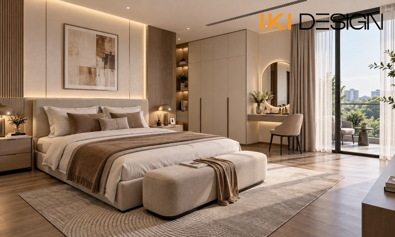 Phòng ngủ chính tầng lầu nhà có gác lửng Phòng ngủ chính tầng lầu nhà có gác lửng – thiết kế nhà phố có tầng lửng
