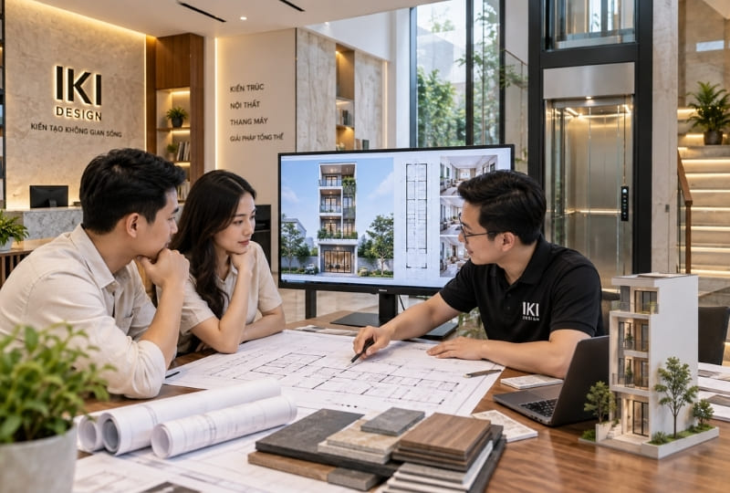 Dịch vụ thiết kế nhà phố lắp thang máy tại IKI Design Dịch vụ thiết kế nhà phố lắp thang máy tại IKI Design