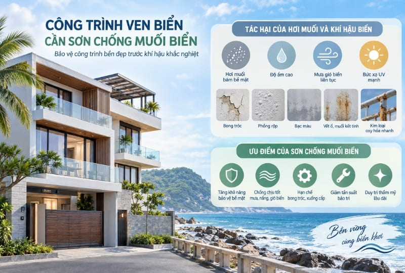 Tại sao công trình ven biển cần sử dụng sơn chống muối biển?