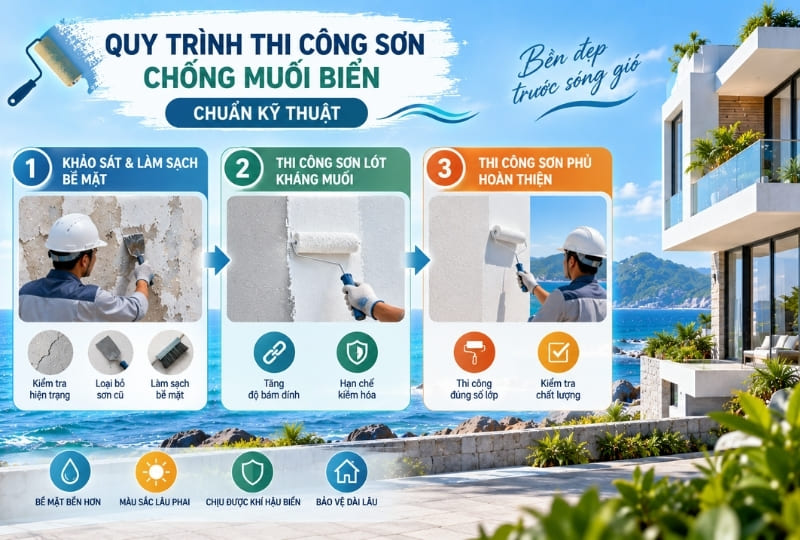 Quy trình thi công sơn chống muối biển chuẩn kỹ thuật