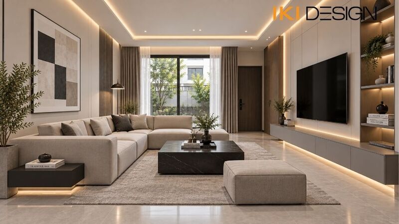 Phòng khách nhà phố phong cách hiện đại Phòng khách nhà phố phong cách hiện đại