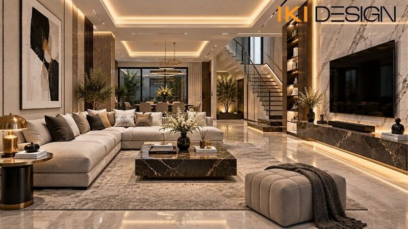 Phòng khách nhà phố phong cách Luxury Phòng khách nhà phố phong cách Luxury
