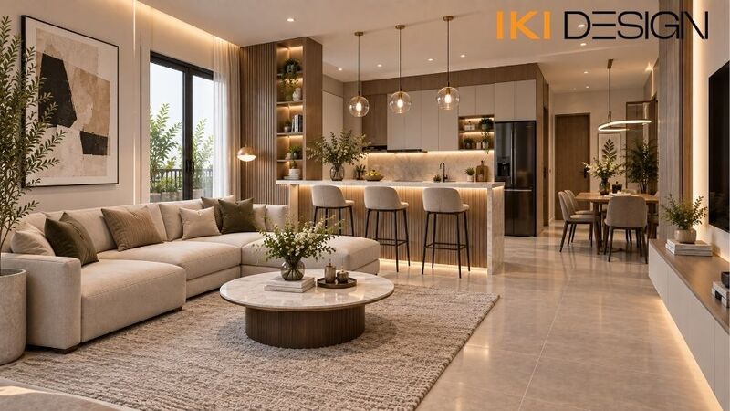 Phòng khách liền bếp nhà phố Phòng khách liền bếp nhà phố
