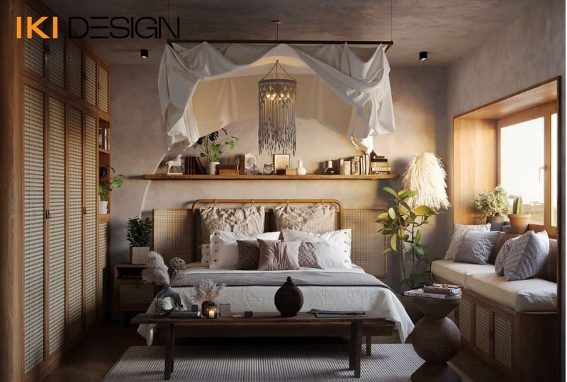 Nội thất phòng ngủ nhà phố phong cách Vintage đẹp đơn giản Nội thất phòng ngủ nhà phố phong cách Vintage đẹp đơn giản
