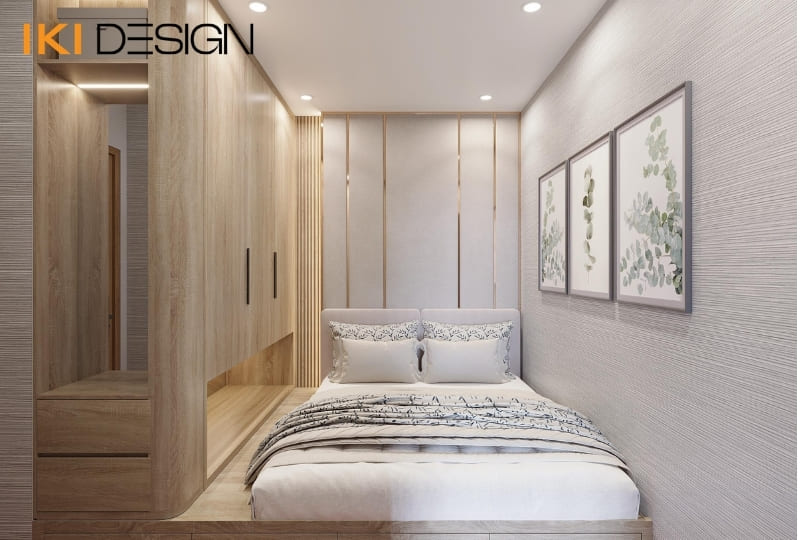 Thiết kế nội thất phòng ngủ đơn giản có tủ quần áo cao sát trần Thiết kế nội thất phòng ngủ đơn giản có tủ quần áo cao sát trần