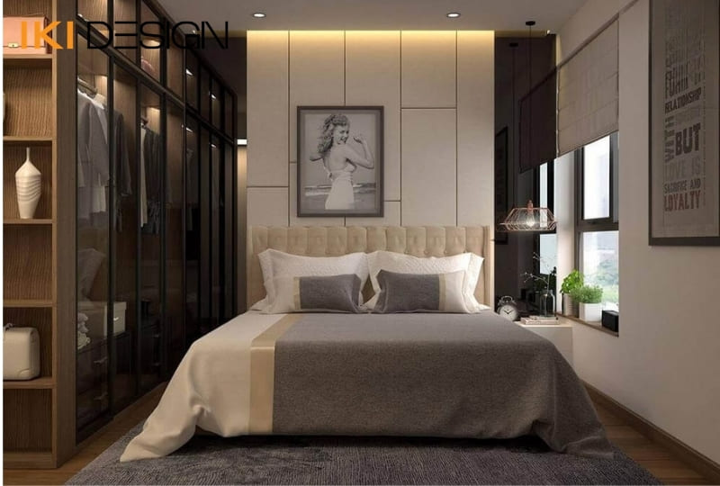 Phòng ngủ master nhà phố với tủ quần áo lớn Phòng ngủ master nhà phố với tủ quần áo lớn
