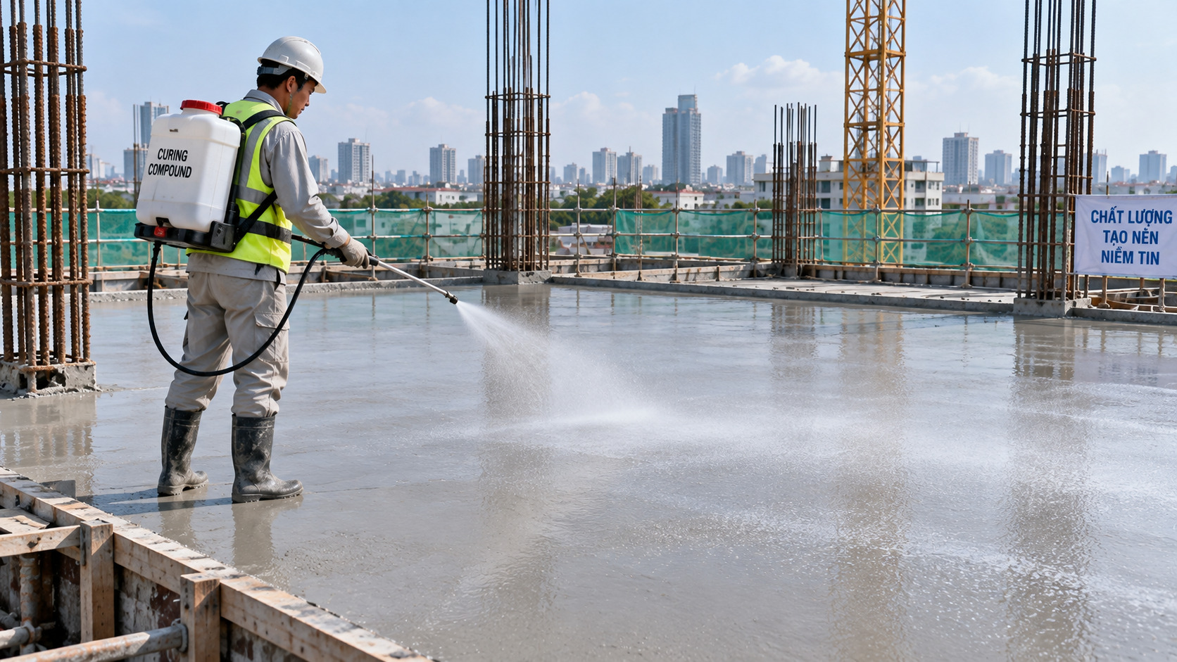 Phun hợp chất bảo dưỡng bê tông chuyên dụng